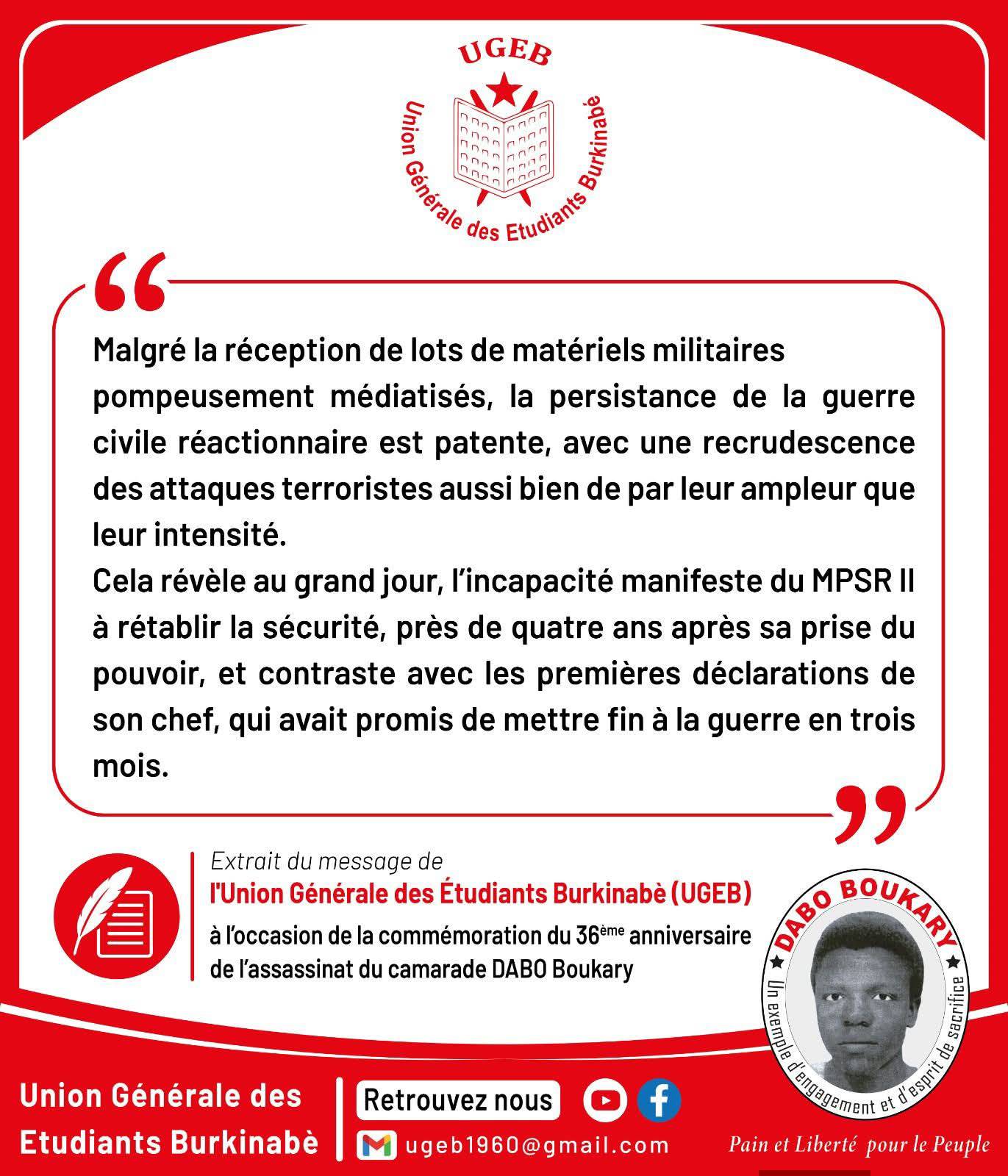 Burkina Faso’s security challenge: students’ union delivers sharp critique of mpsr ii governance