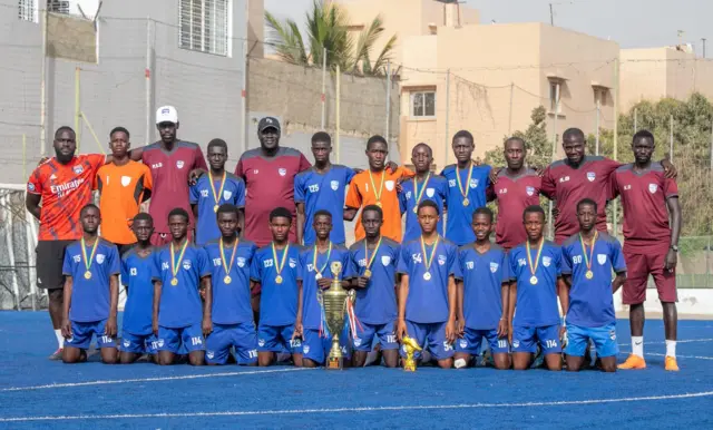 Dakar Sacré-Cœur team celebrates winning the Future Stars League U15 tournament.