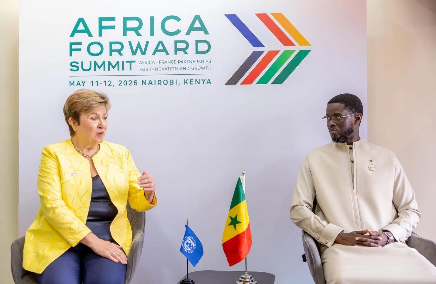 Senegal's President Bassirou Diomaye Faye and IMF Director Kristalina Georgieva during economic discussions