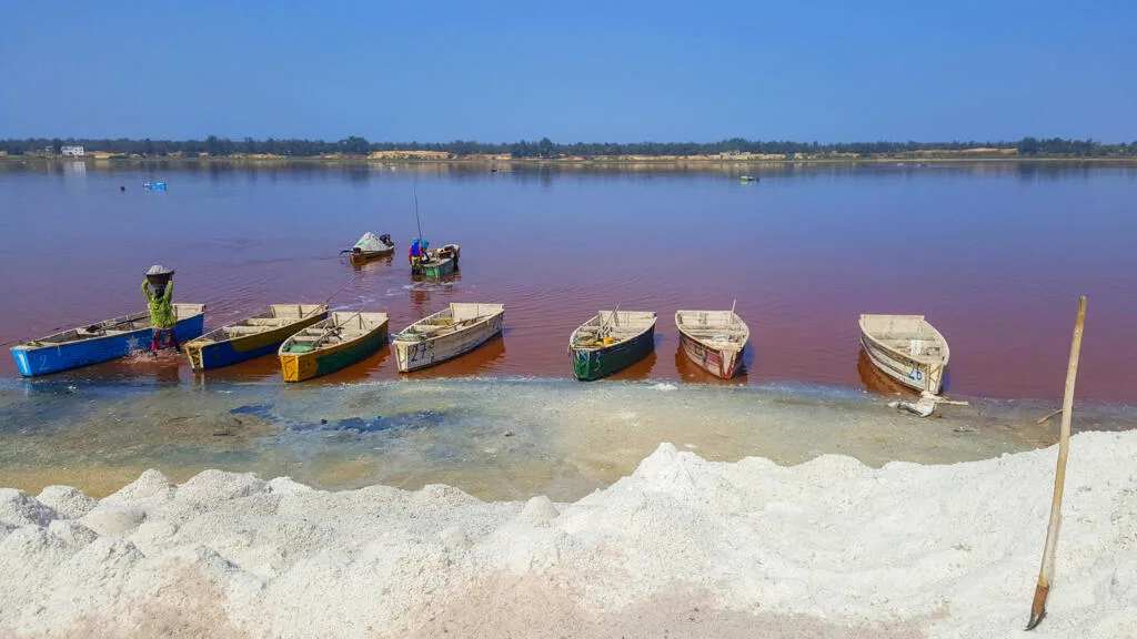 Aerial view of Lac Rose near Dakar