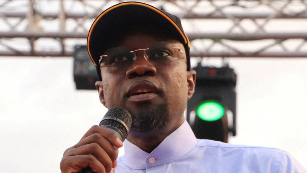 Ousmane Sonko addressing media in Dakar
