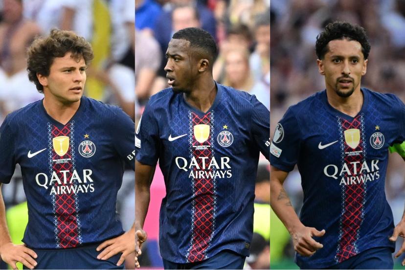 João Neves, Willian Pacho and Marquinhos received the top three ratings from fans. (A. Mounic, S. Mantey, P. Lahalle/L'Equipe)