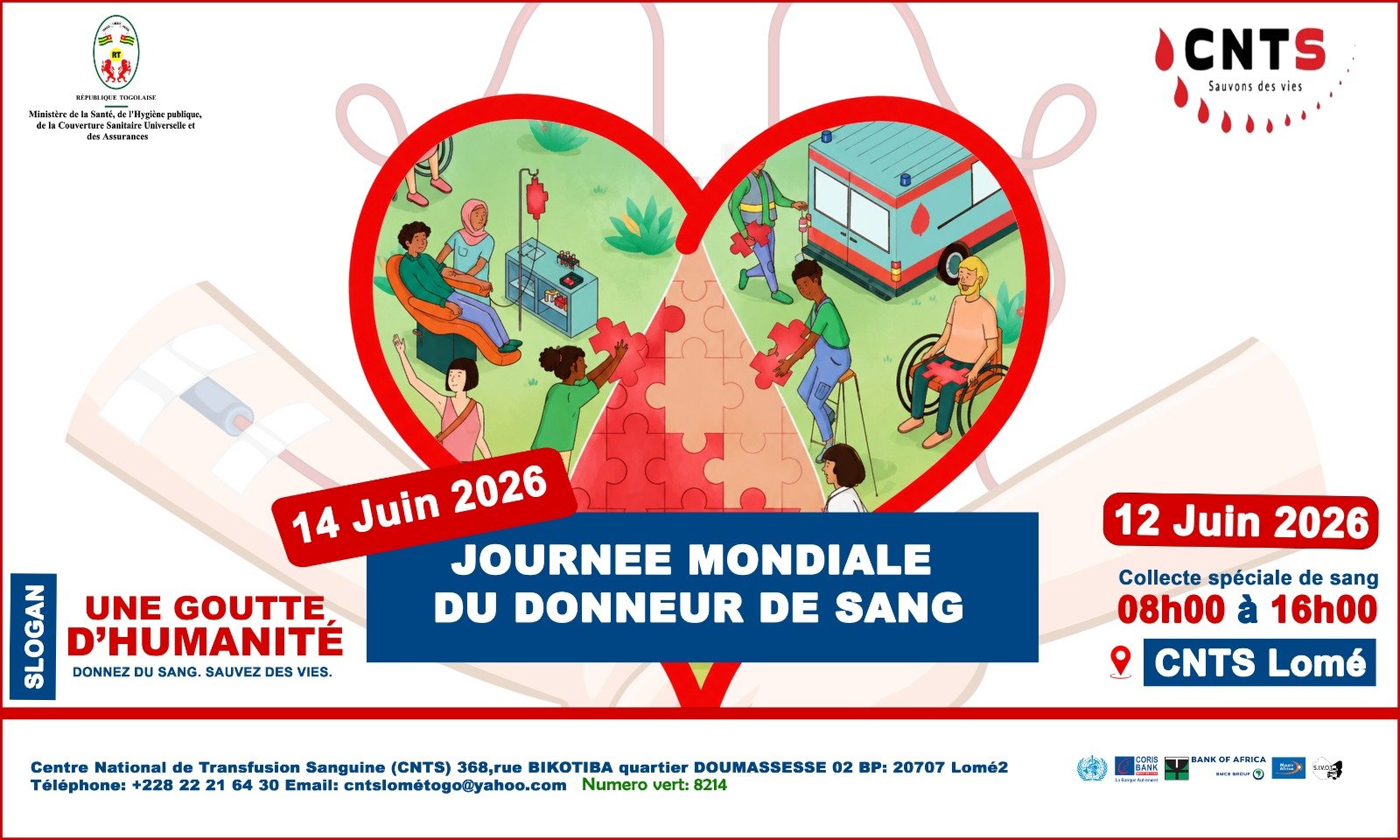 Togo blood drive on June 12 2026 at CNTS Lomé