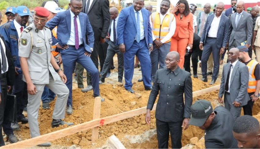 President Oligui Nguema inspecting a construction site in Bikélé Nzong