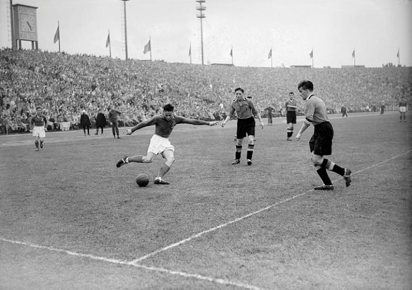 Jean vincent in action for France against belgium in 1954
