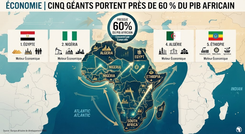 Cinq géants africains portent 60% du PIB, le Maroc est exclu