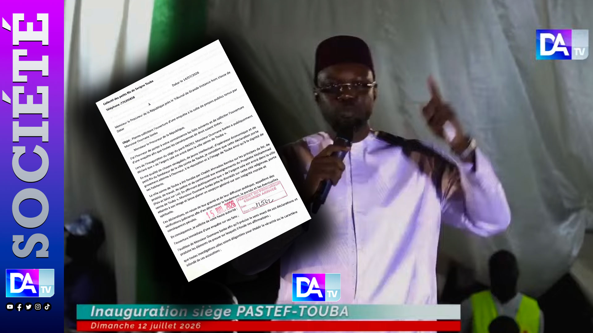 Legal action launched over Ousmane Sonko’s remarks on dirty money in Touba