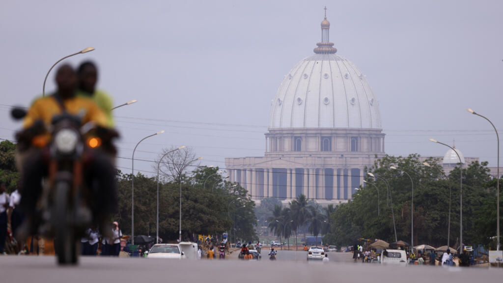 A view of Yamoussoukro's Notre Dame de la Paix Basilica, captured in January 2024