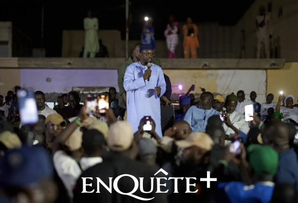 Ousmane Sonko speaking to supporters