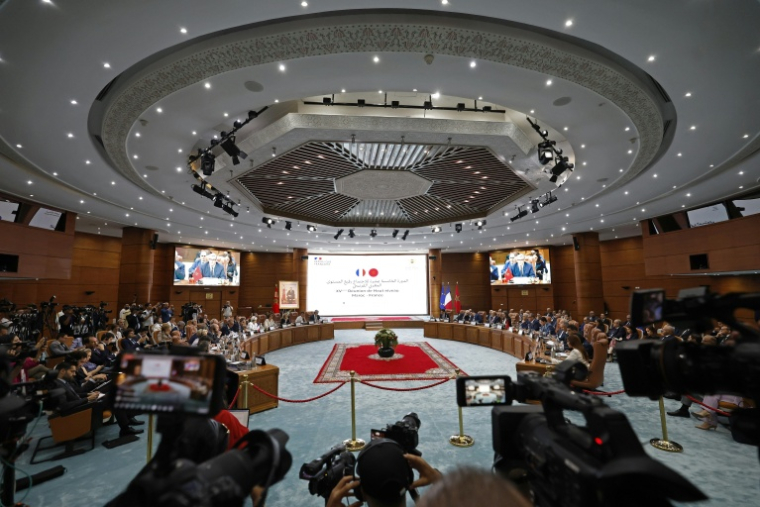 French Prime Minister Sébastien Lecornu and Moroccan delegation at a plenary session in Rabat