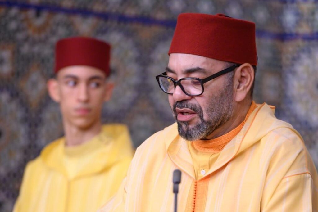 King Mohammed VI and Crown Prince Moulay Hassan during a public event