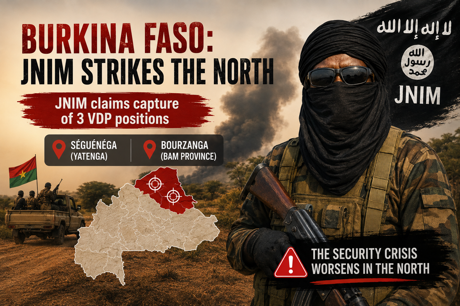 Burkina Faso : le JNIM frappe le Nord, révélant l’impuissance d’Ibrahim Traoré