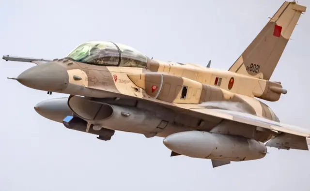 U.S.-manufactured F-16 fighter jet of the Royal Moroccan Air Force