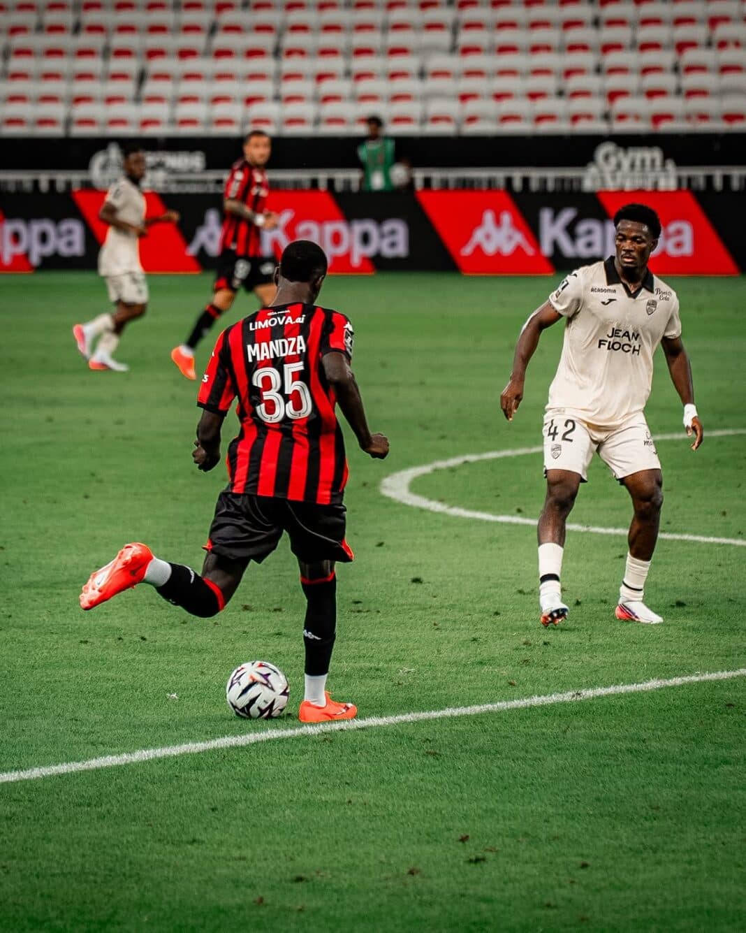 Junior Mandza in action against FC Lorient