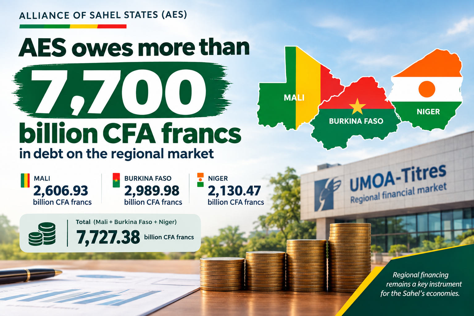 Burkina Faso, Mali and Niger hold 7,727 billion CFA francs of regional market debt